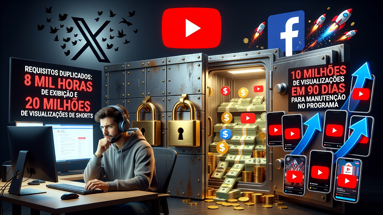 YouTube eleva exigências e dificulta monetização para novos criadores